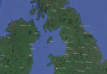 MWT - Map showing location of Clarach's nest at Aberfoyle, Scotland