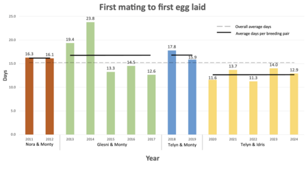 1st Mating to 1st Egg each year