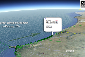 Dyfi Osprey Project tracking data for Einion, February 2012