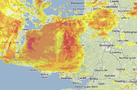 Weather map for west Wales, June 9, 2012