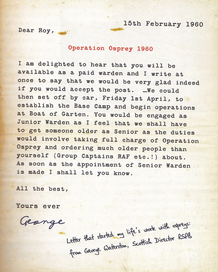 Operation Osprey 1960 letter