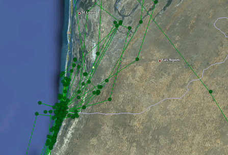 MWT - Einion, tracking data, location map