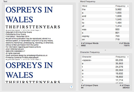 Ospreys in Wales content stats