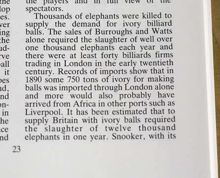 From "Billiards and Snooker Bygones", Normal Clare