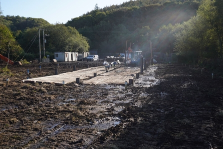 DWC construction, timber bog mats