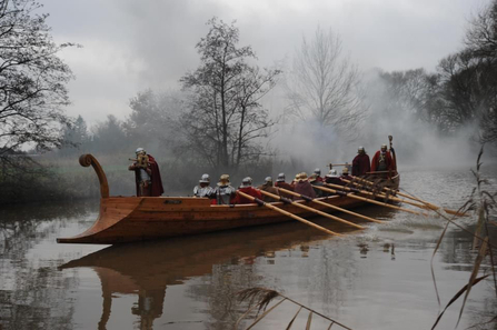 Roman boat on river