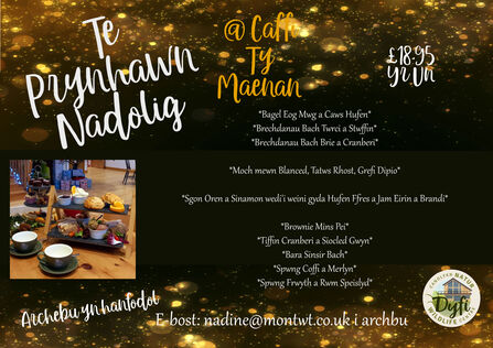 Poster for Christmas Afternoon Tea 2025 in Welsh